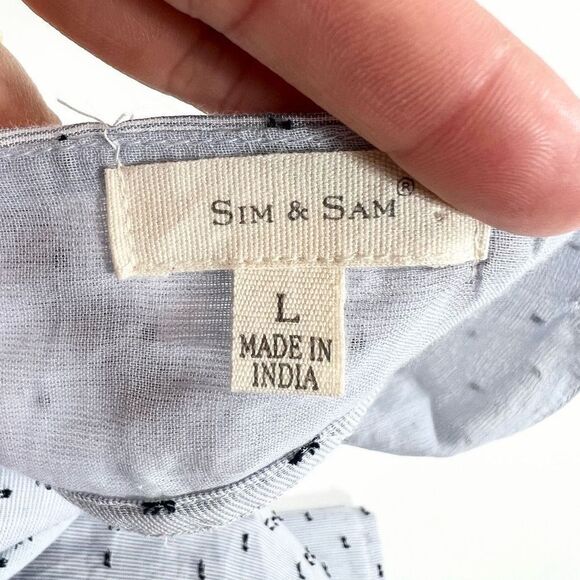 Sim & Sam Dress Women Large Sleeveless Blue Dash Print Lined Summer Bow Mini - Picture 10 of 11